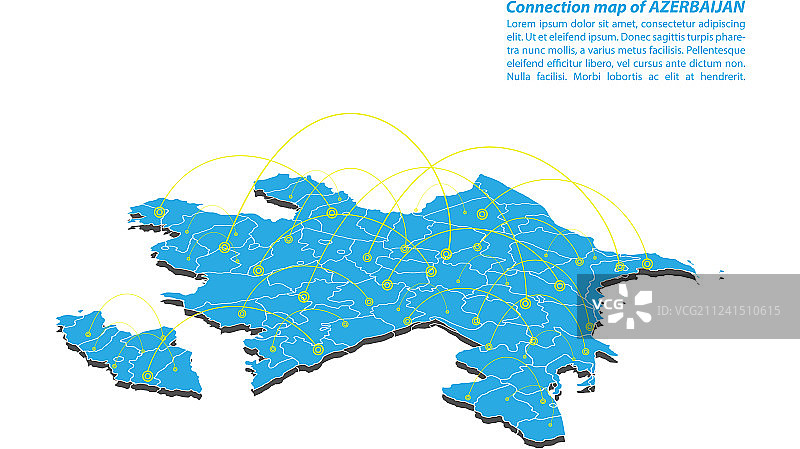 现代阿塞拜疆地图连接网络图片素材