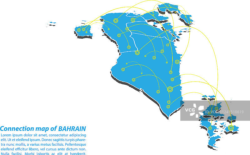 巴林现代地图连接网络设计图片素材