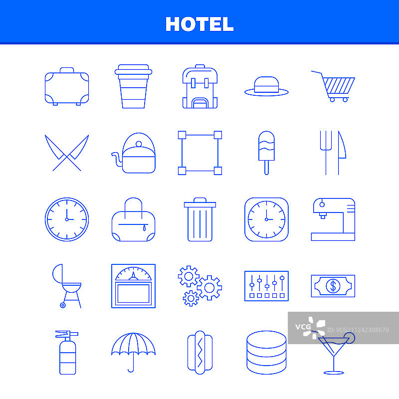 酒店线路图标为网页打印和移动uxui工具包图片素材