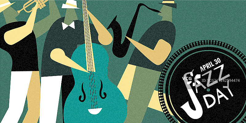 国际爵士日现场音乐的复古海报图片素材