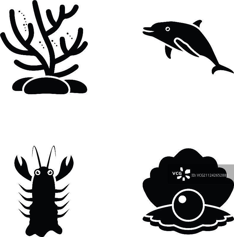 水下生物字形图标图片素材