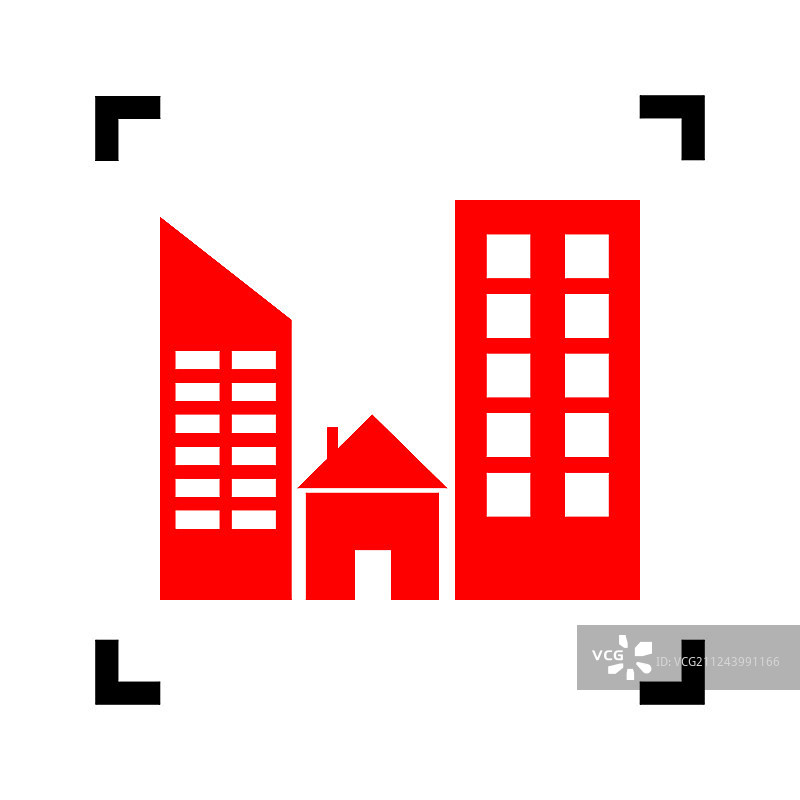 房地产标志黑色里面的红色图标图片素材