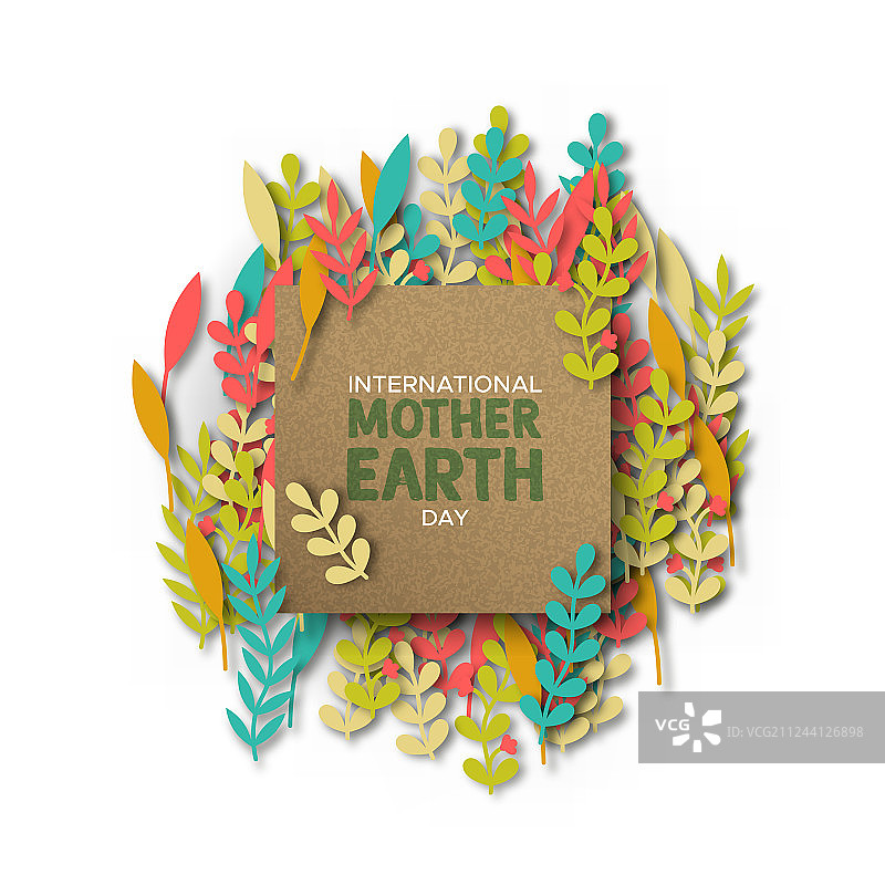 地球母亲日卡片的再生纸切树叶图片素材