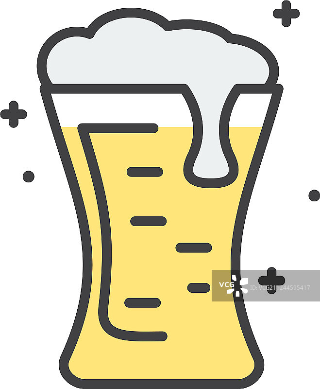 啤酒线图标上的白色背景图形和图片素材