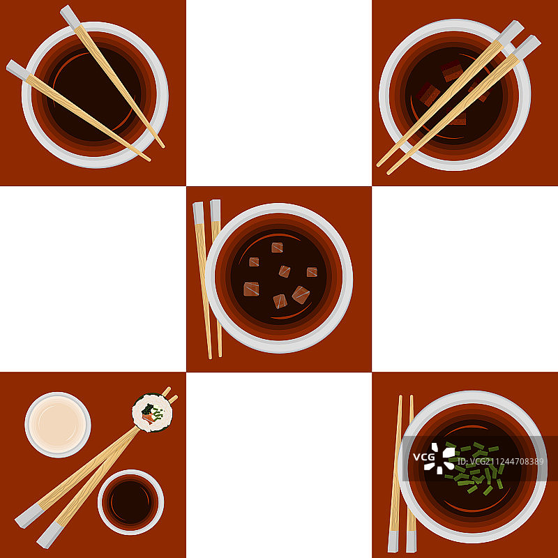 味噌汤的一套不同的分量图片素材