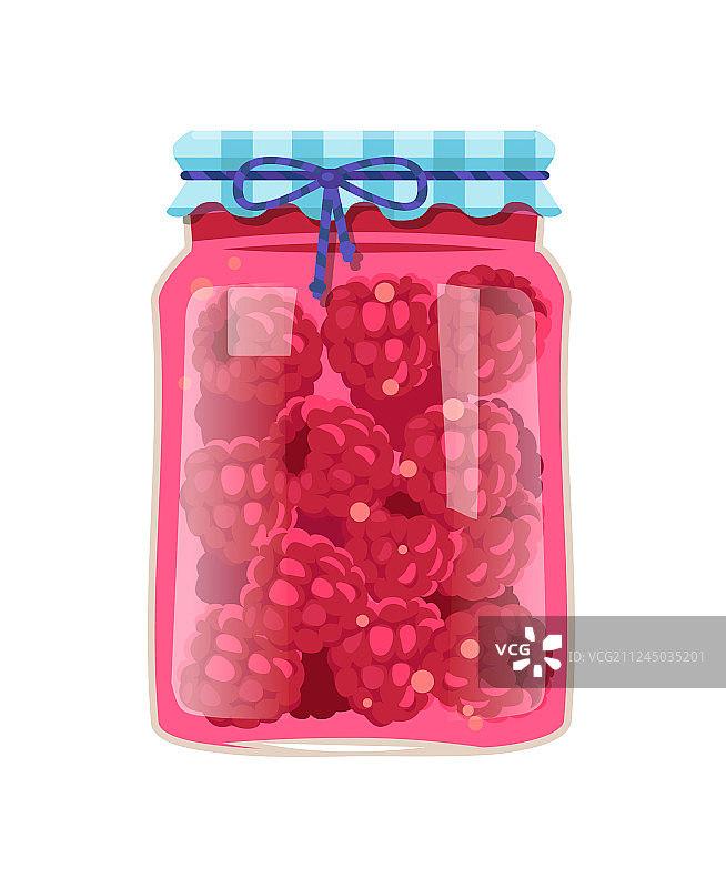 玻璃罐中的覆盆子果酱或浆果果酱图片素材