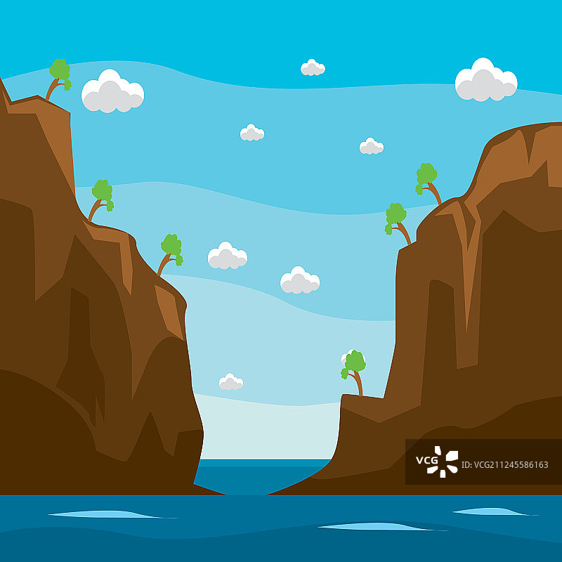 背景设计海景和悬崖在一个图片素材
