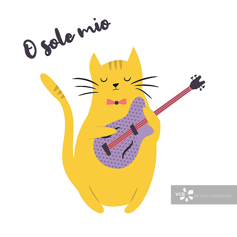 有趣的猫弹吉他图片素材