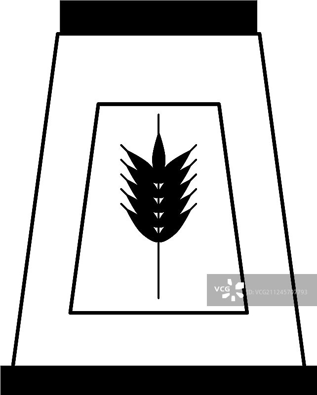 小麦粉袋食品孤立卡通黑色和图片素材