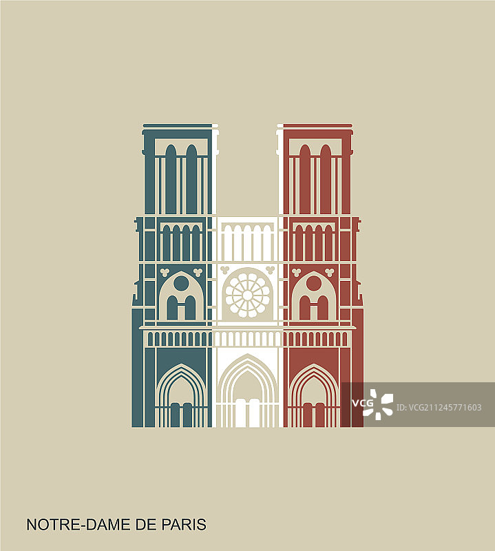 巴黎圣母院大教堂的颜色图片素材