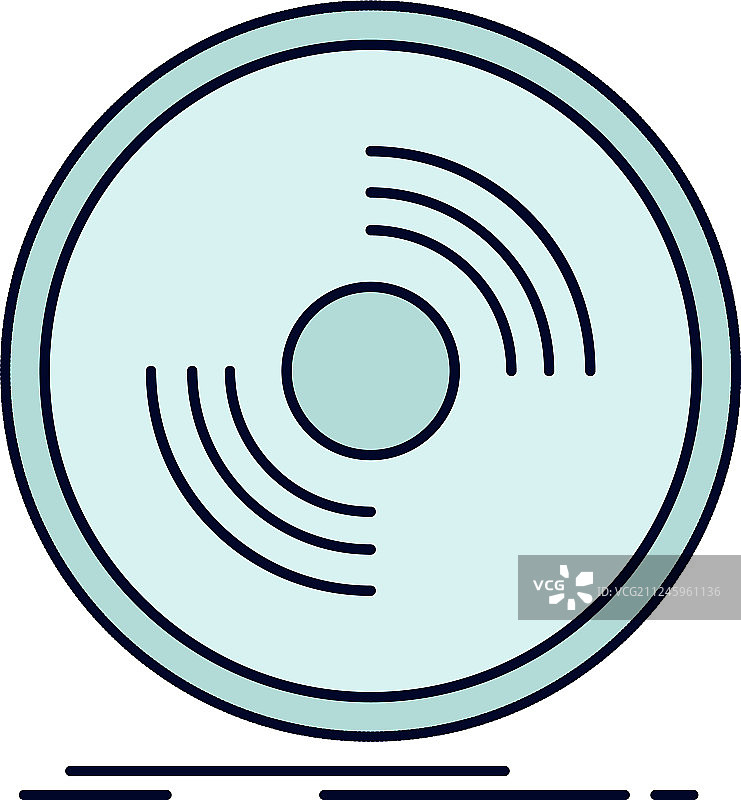 唱片DJ唱片黑胶平彩色图标图片素材