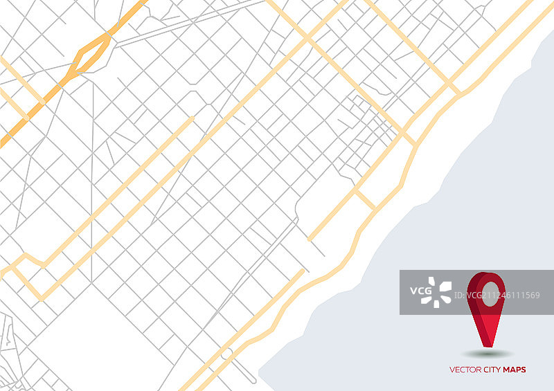 带有小指针的抽象城市地图图片素材