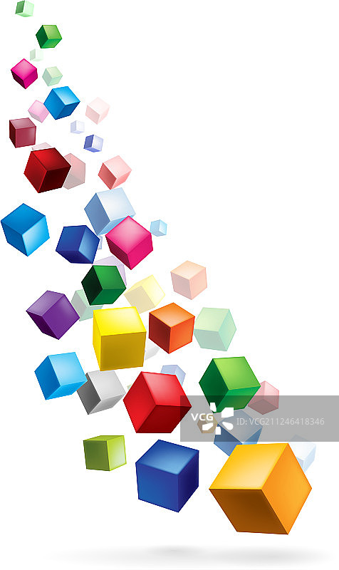 颜色立方体在不同的位置组合图片素材