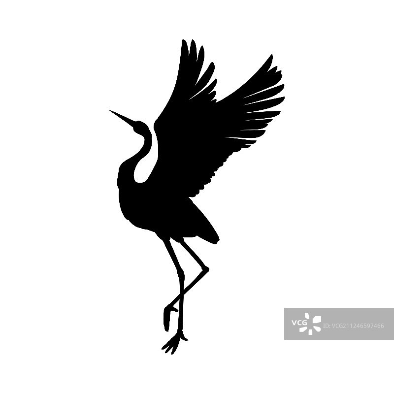 剪影或黑墨水象征一只鹤或鸟图片素材