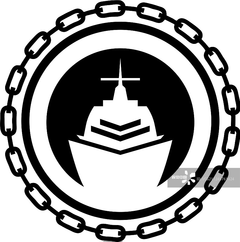 黑色复古水手徽章白色背景标志图片素材