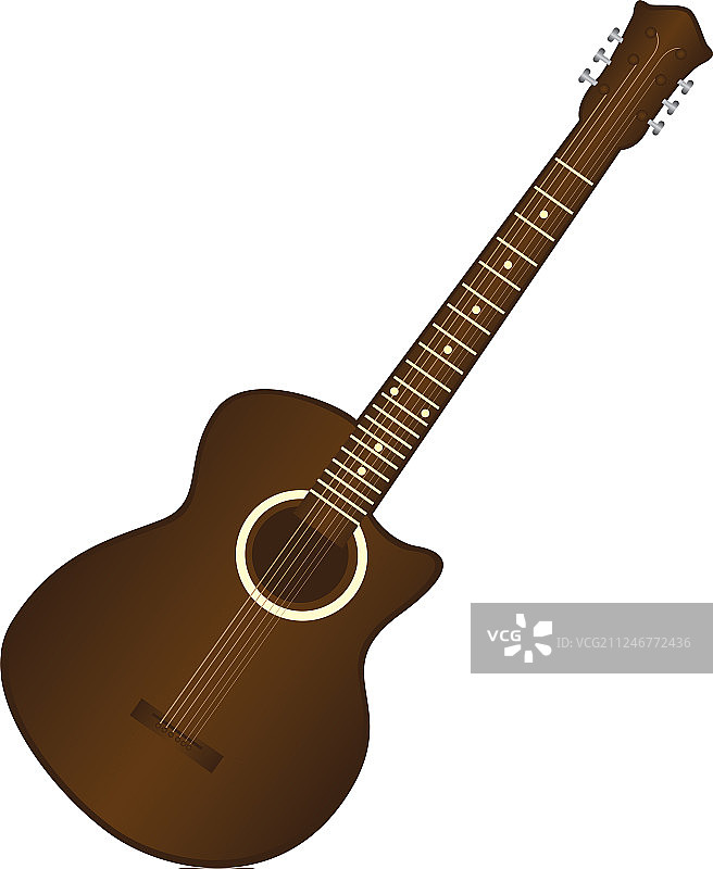 棕色吉他孤立的白色背景图片素材