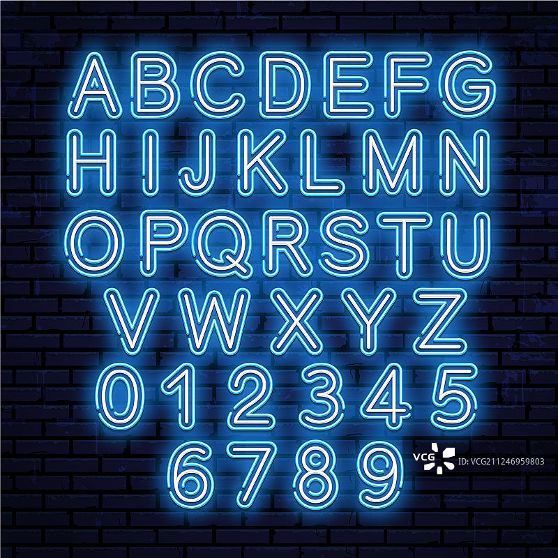 蓝色和白色的霓虹字母图片素材