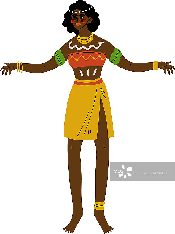 跳舞的非洲土著女孩穿着图片素材