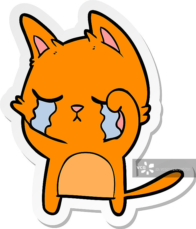 一个哭泣的卡通猫贴纸图片素材