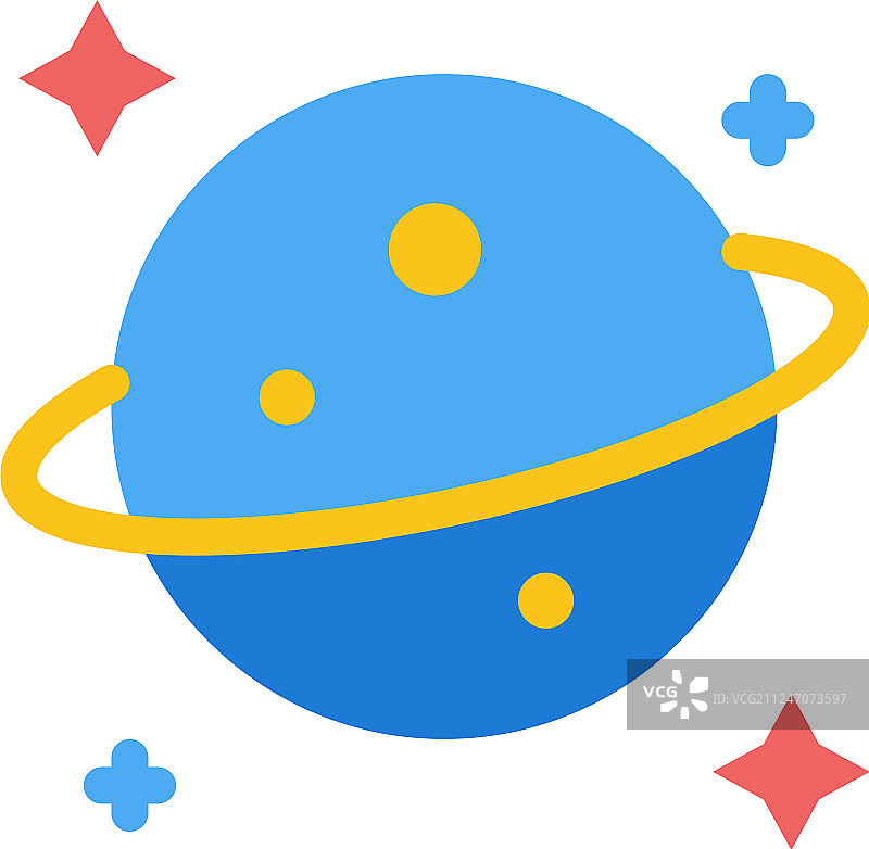 行星土星空间平面彩色图标图标横幅图片素材