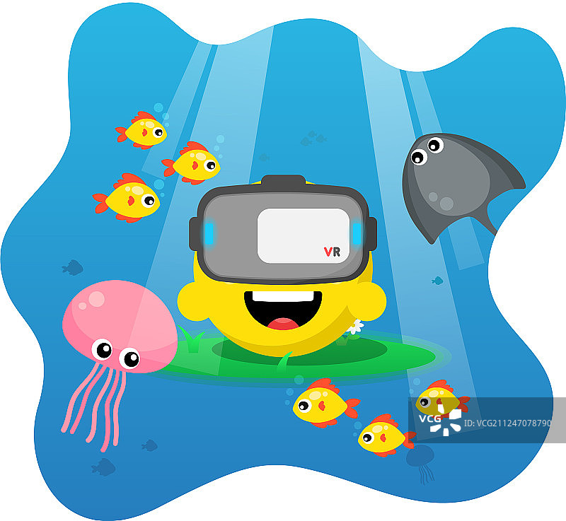 水下全景虚拟现实视图图片素材