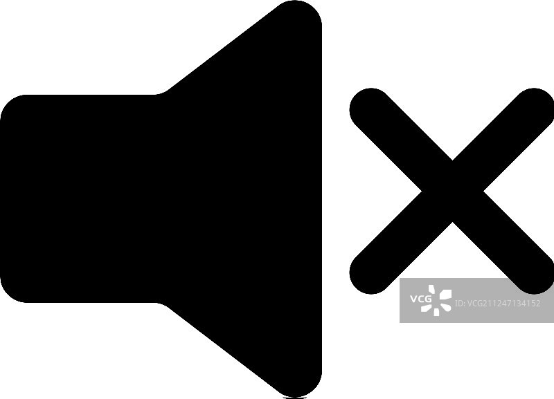 黑色扬声器静音图标隔离在白色图片素材