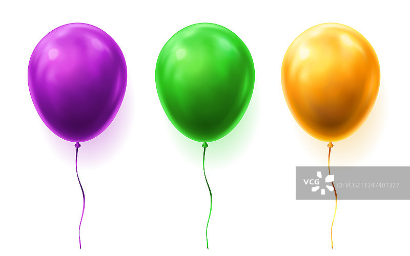 一套孤立的3d气球为聚会或生日图片素材