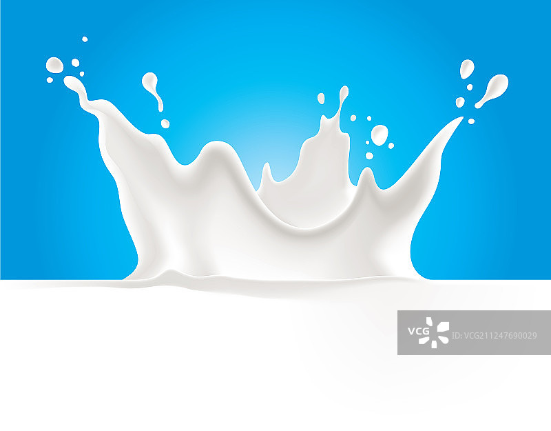 牛奶溅在蓝色背景上图片素材