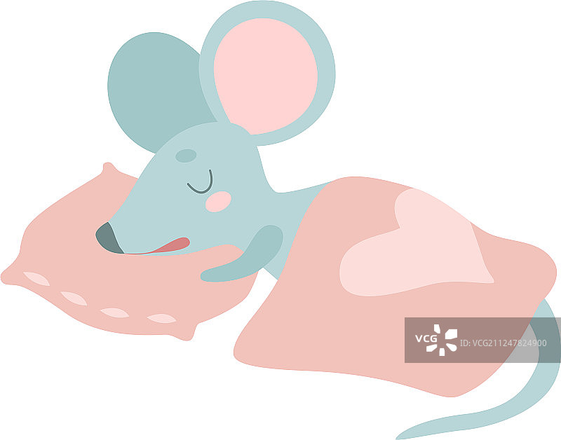 可爱的老鼠动物在床上睡觉图片素材