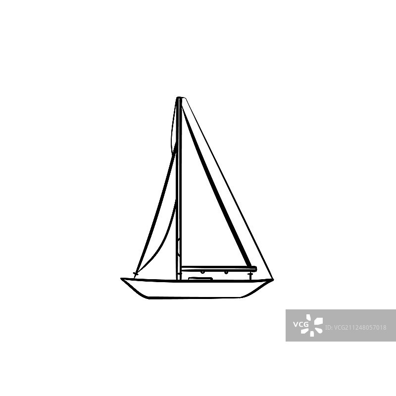 帆船手绘轮廓涂鸦图标图片素材