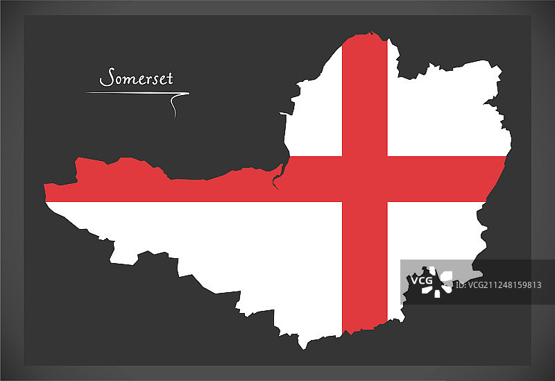 萨默塞特地图英格兰英国与英国国旗图片素材