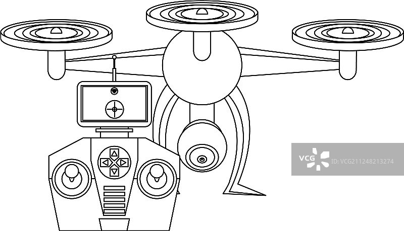 无人机遥控卡通黑色和图片素材