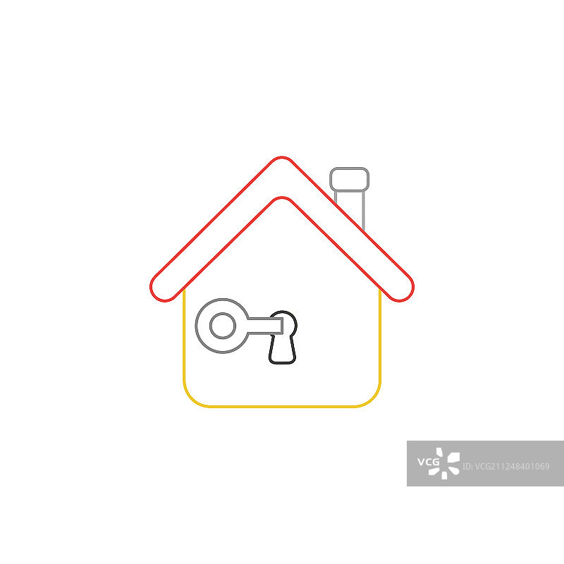 图标概念钥匙锁或解锁房子的钥匙孔图片素材