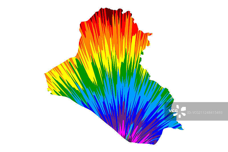 伊拉克地图设计为彩虹抽象多彩的图片素材