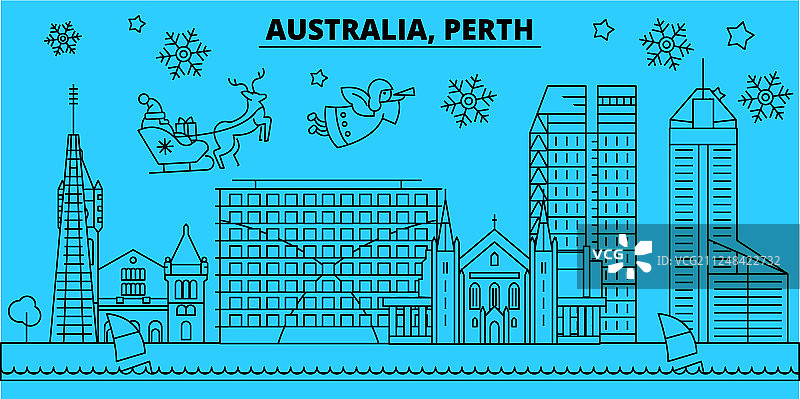 澳大利亚珀斯冬季假期天际线欢乐图片素材