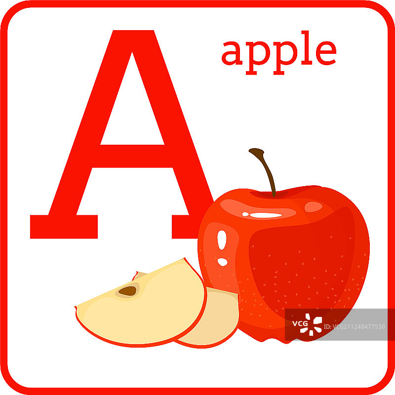 一个有可爱水果的字母是苹果图片素材