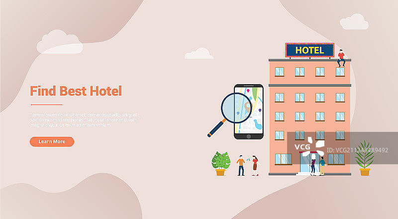 寻找酒店或搜索酒店的网站概念图片素材
