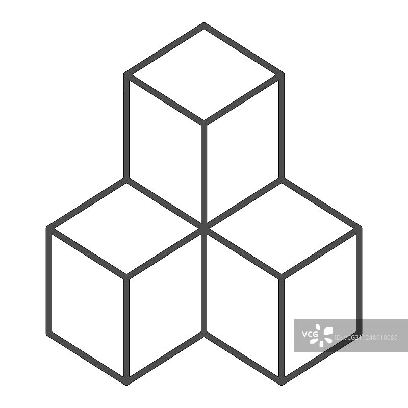 几何立方体细线图标解决方案图片素材