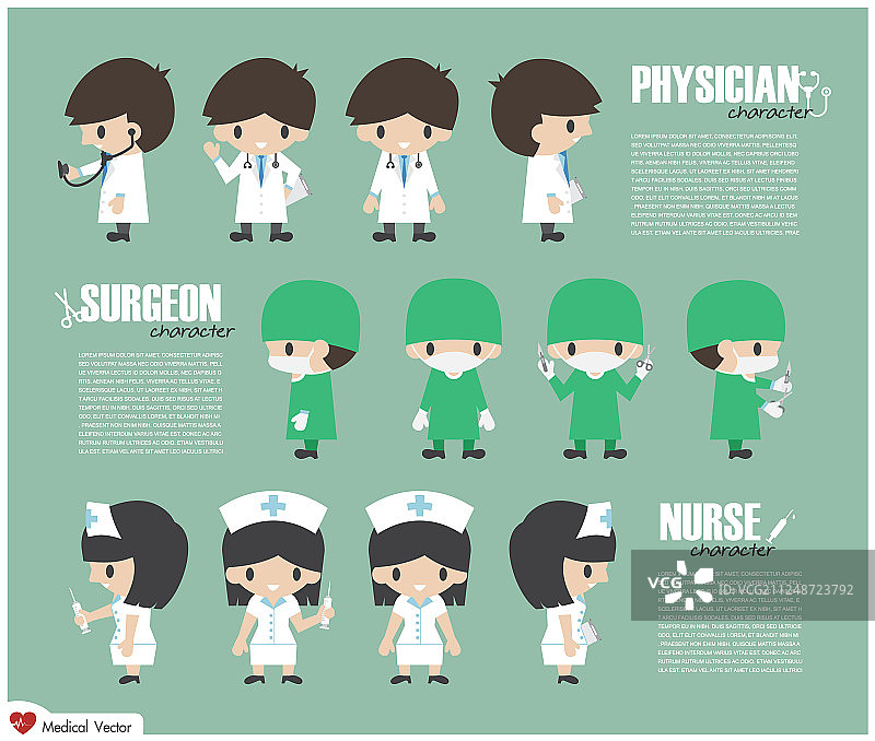 内科医生和护士卡通人物图片素材
