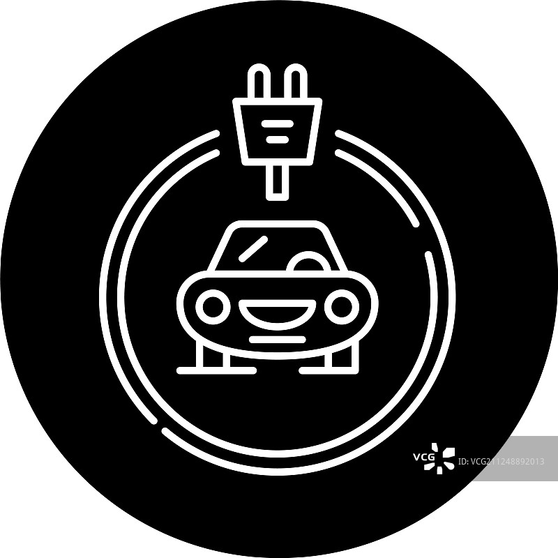 电动汽车黑色图标标志隔离图片素材