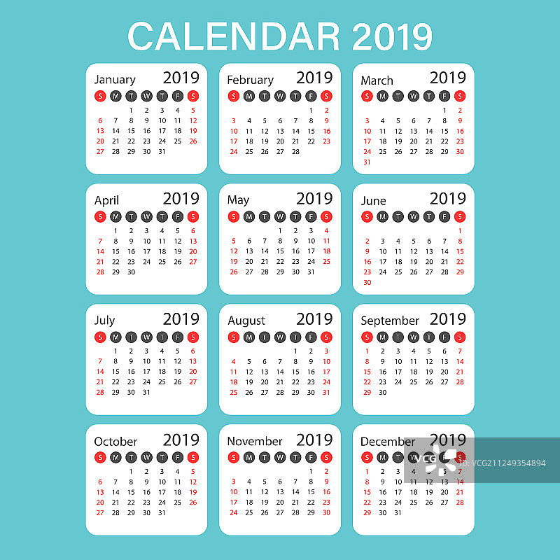 日历2019年在简单的风格日历图片素材
