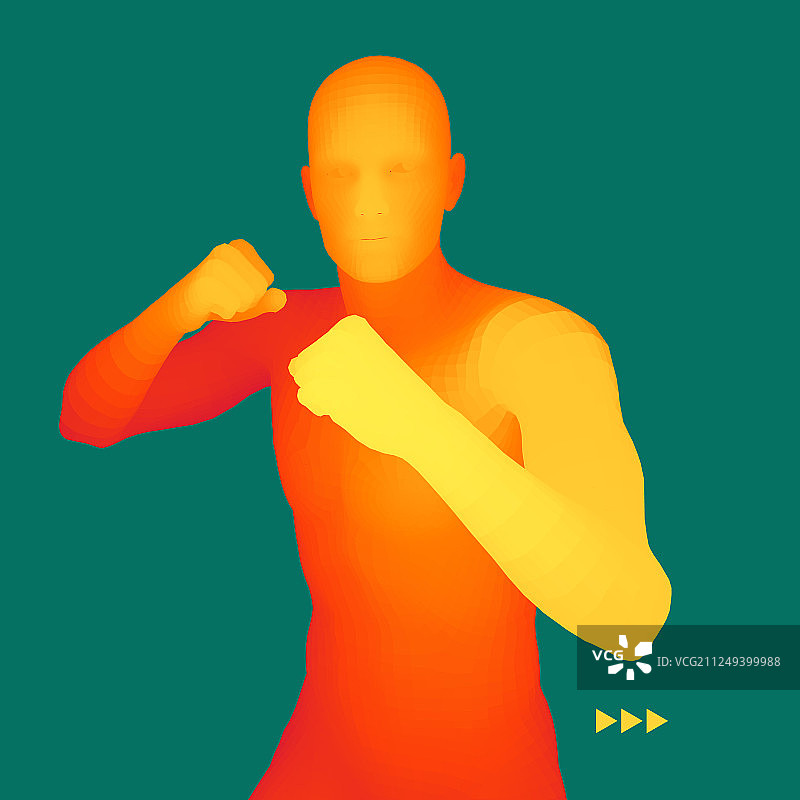拳师人体三维模型人体运动符号图片素材