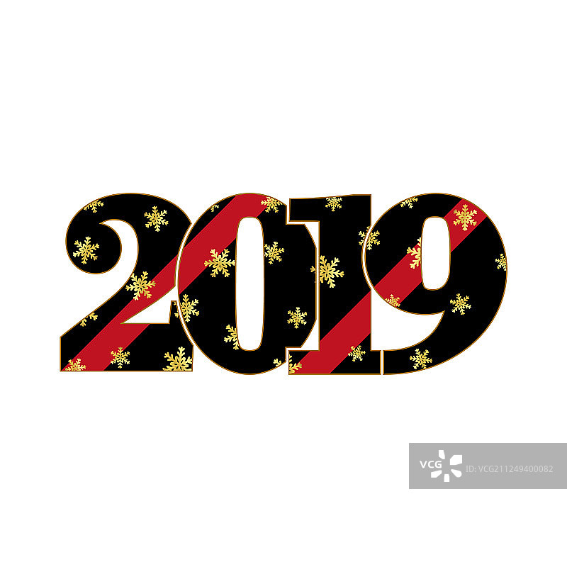新年贺卡黑红号码2019与图片素材