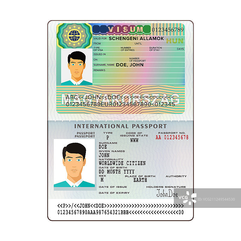 国际开放护照与匈牙利签证图片素材