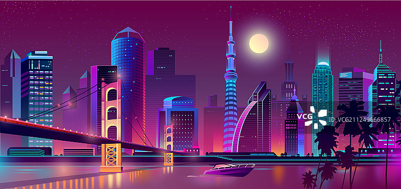 背景与夜晚的城市霓虹灯图片素材