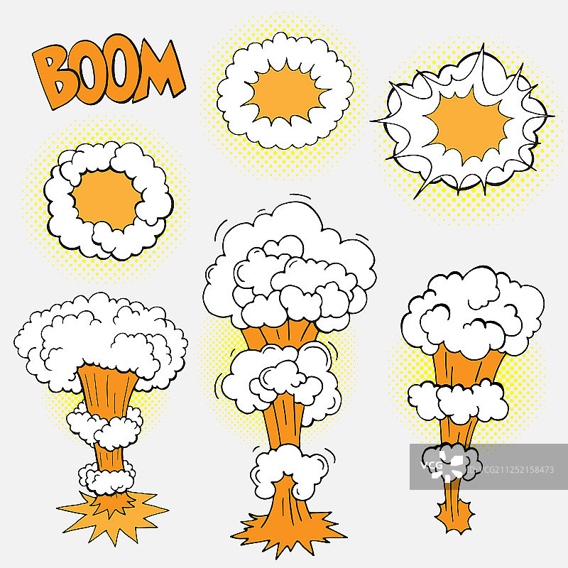 手绘漫画炸弹爆炸设置图片素材