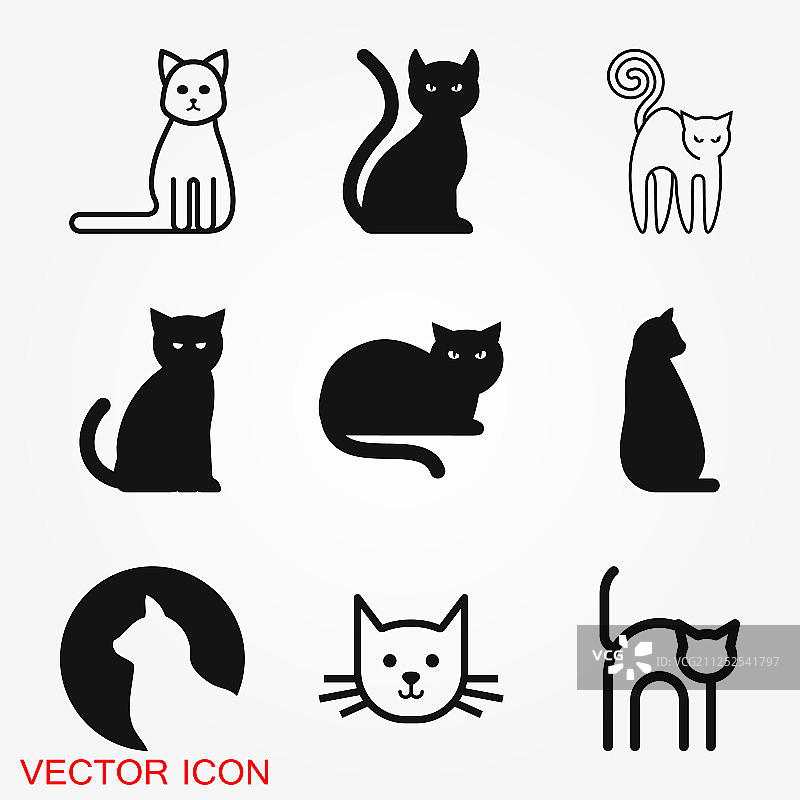 猫图标标志设计模板扁平化风格图片素材
