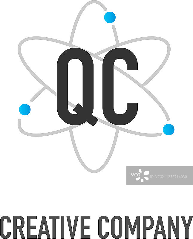 首字母qc原子中子设计标志图片素材