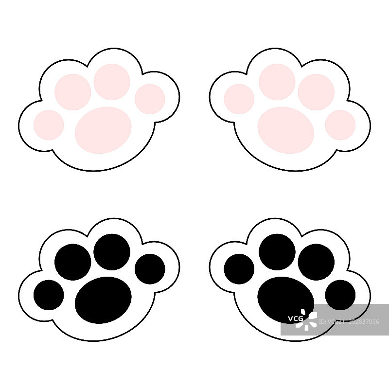 猫爪印腿脚图标设置与粉色和图片素材