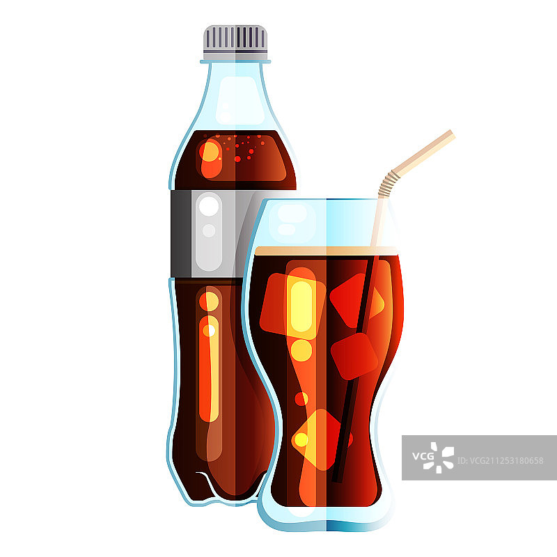 可乐瓶图标苏打水瓶与白色标签和图片素材